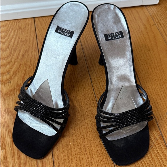 Stuart Weitzman Black Strappy Sandal Heels - Picture 2 of 8
